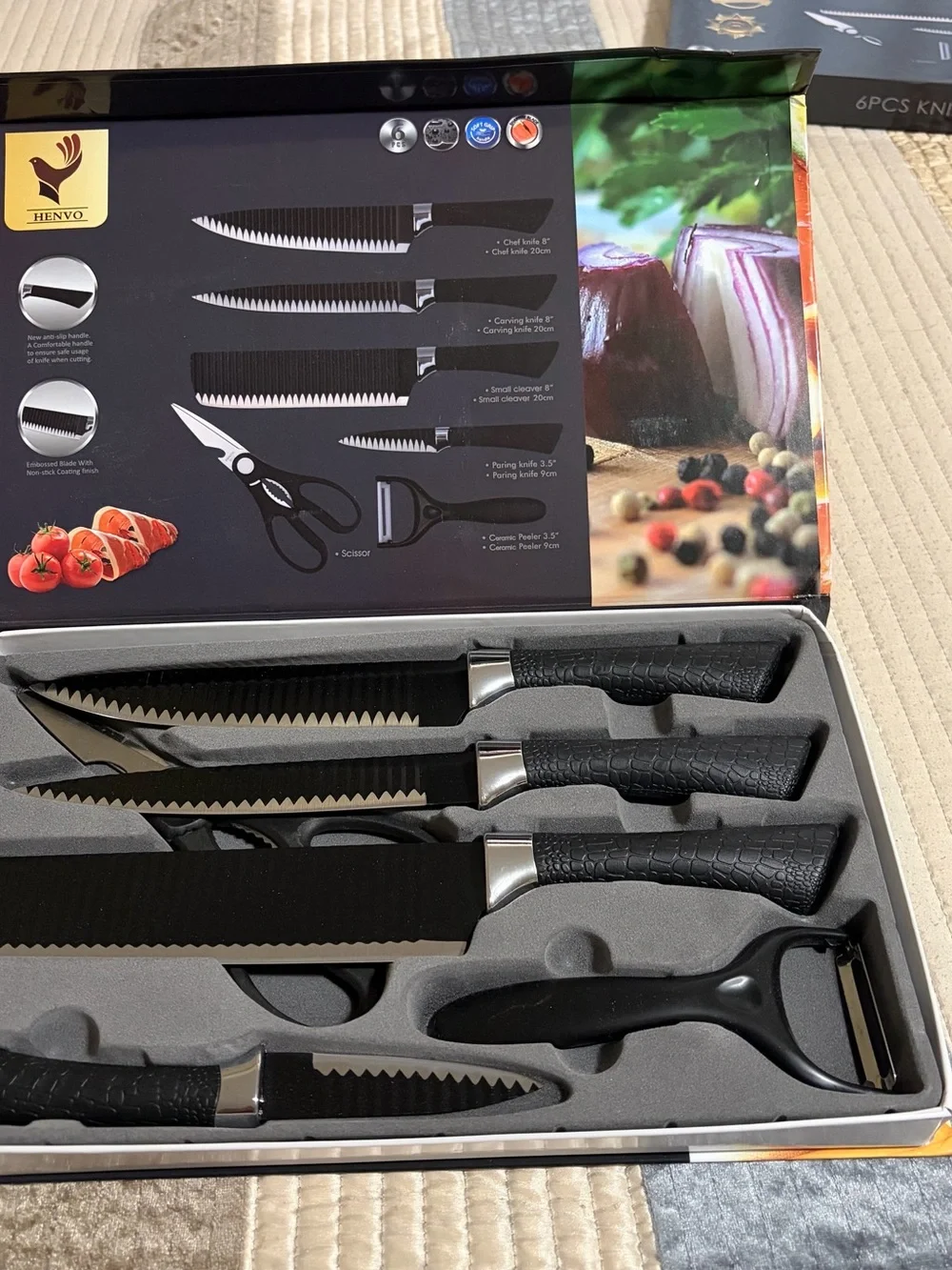 Source Unknown Black Kitchen Knife Set with Peeler & Scissors